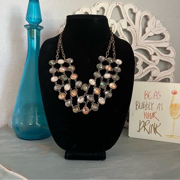 St. Thomas Gold Tone Bib Statement Necklace - Picture 4 of 9